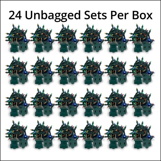 24' Wide Angle LED Mini Lights, Multicolor, Green Wire, Contractor Pack