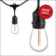 15' Commercial Patio String Light Set, 10 Warm White S14 Vintage Filament LED Shatterproof Bulbs, Suspended, Black Wire