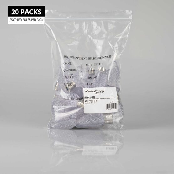 C9 OptiCore LED Light Bulbs, Warm White, E17 Base, Contractor Pack