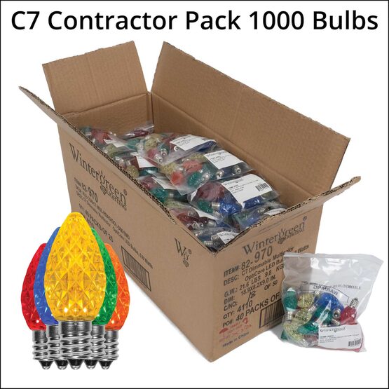 C7 OptiCore LED Light Bulbs, Multicolor, E12 Base, Contractor Pack