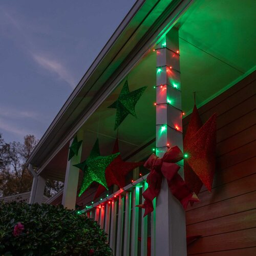 24' Wide Angle LED Mini Lights, Red, Green, Green Wire
