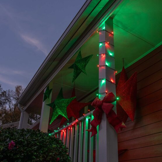 24' Wide Angle LED Mini Lights, Red, Green, Green Wire