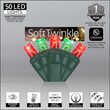 17' SoftTwinkle TM Wide Angle LED Mini Lights, Red, Green