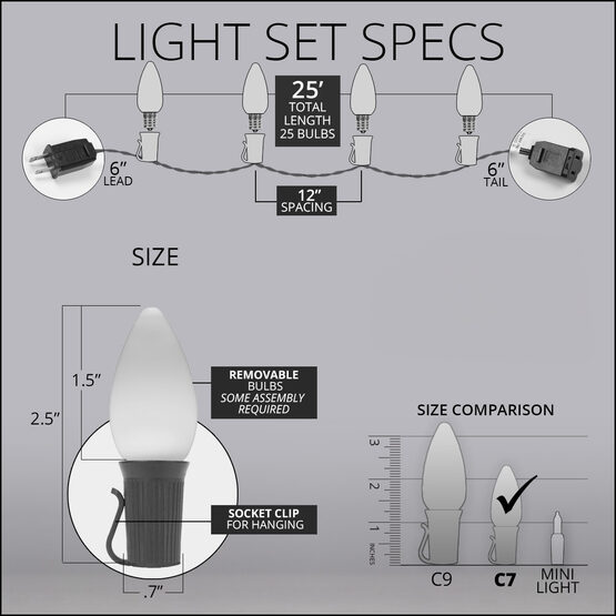 Smooth OptiCore C7 Commercial LED String Lights, Blue, 25 Lights, 25'