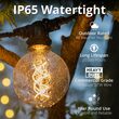 15' Commercial Patio String Light Set, 10 Warm White G95 FlexFilament TM LED Glass Bulbs, Black Wire
