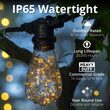 15' Commercial Patio String Light Set, 10 Warm White ST64 LEDimagine TM Fairy Light Bulbs, Black Wire