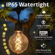 15' Commercial Patio String Light Set, 10 Warm White G95 FlexFilament TM LED Glass Bulbs, Suspended, Black Wire