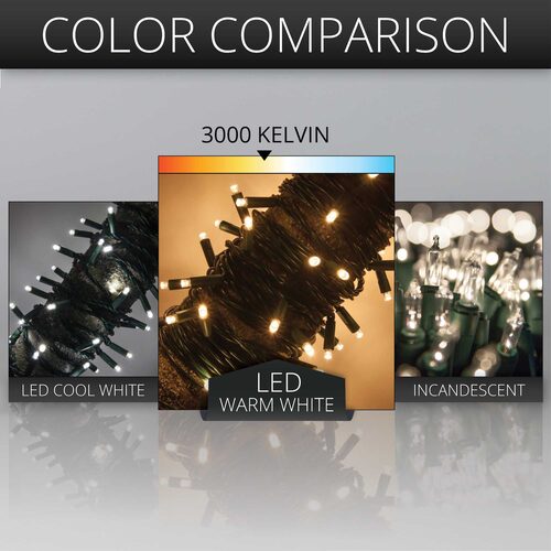 Warm White Outdoor LED String Lights, 50 ct, 4" Spacing 5MM