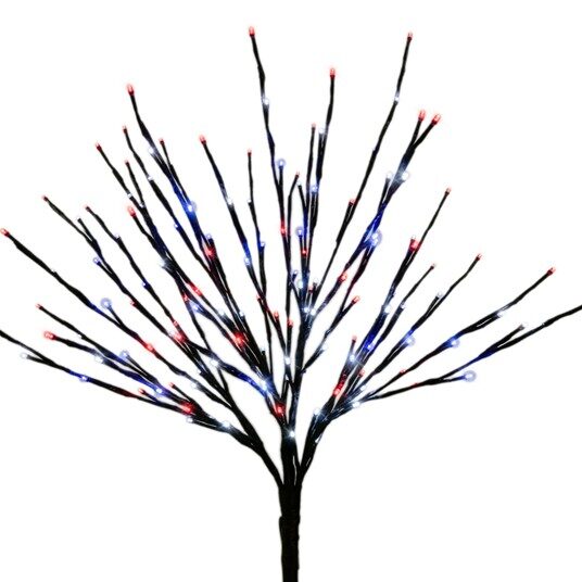 36" Brown Willow LED Lighted Branches, Red / White / Blue Lights, 1 pc