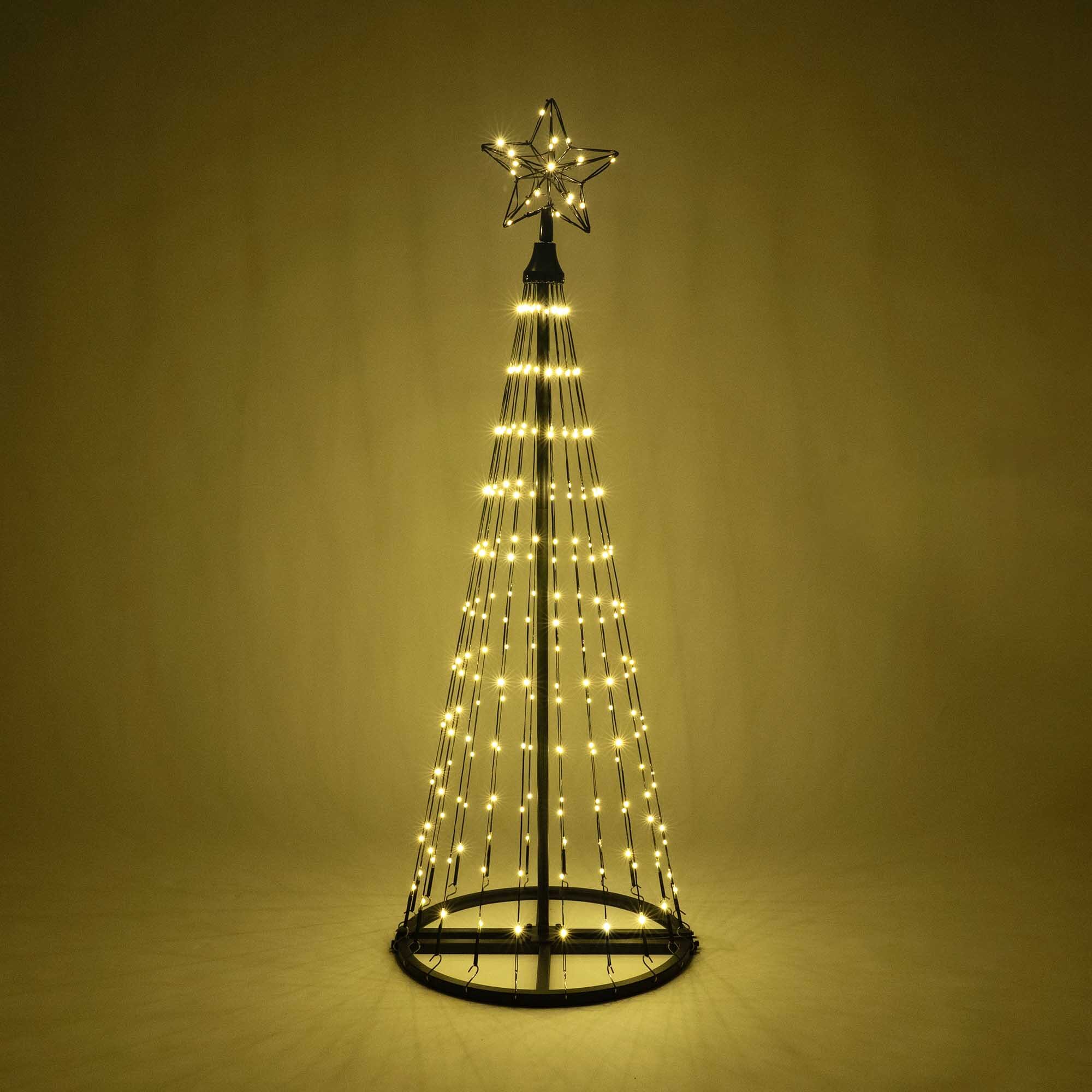 Warm White LED Animated Outdoor Lightshow Tree, Black Frame - Yard