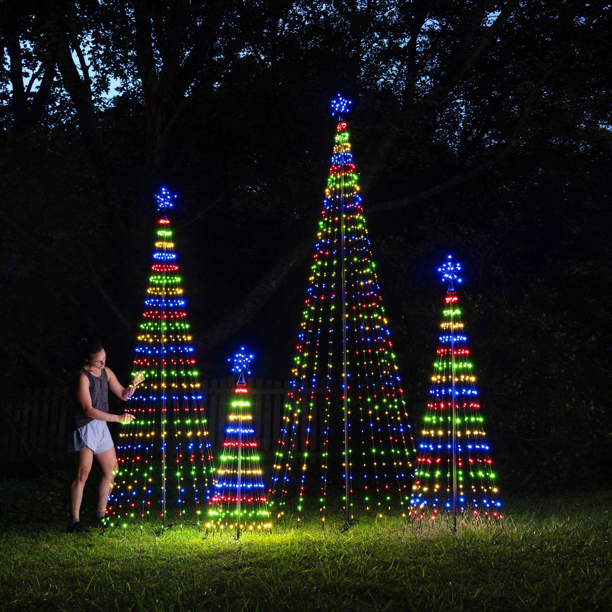 4' Multicolor LED Animated Outdoor Lightshow Tree, Black Frame