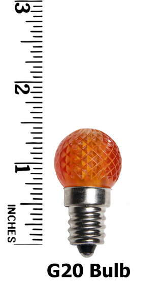 G20 120V Amber LED Patio Light Bulbs, Candelabra E12 Base