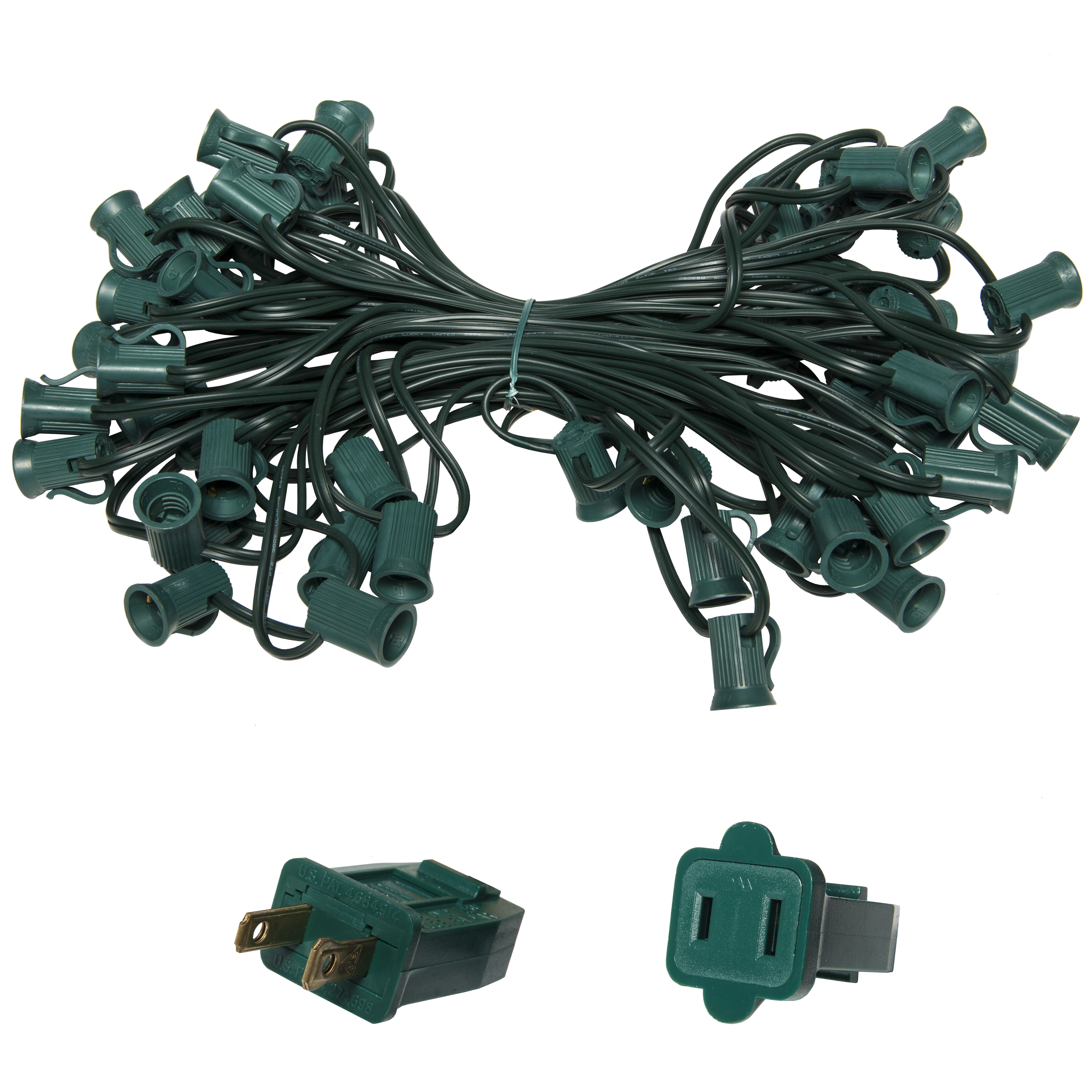 C7-Green-Wire-Light-String-50-