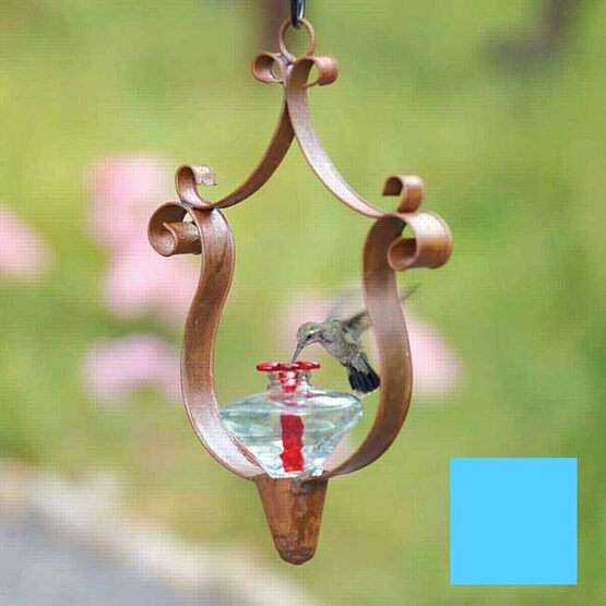 Aurora Crest Glass Hummingbird Feeder With Flame Red Mini