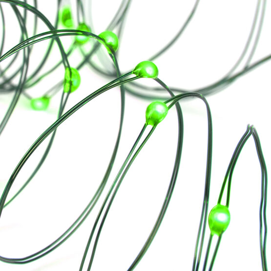 7' LED Fairy Lights, Green, Green Wire