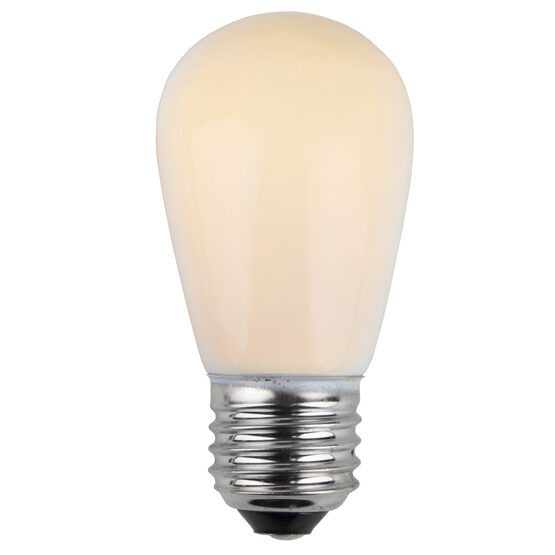 S14 Patio Light Bulbs, White Opaque