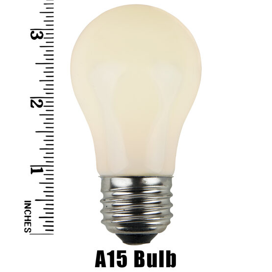 A15 Patio Light Bulbs, White Opaque