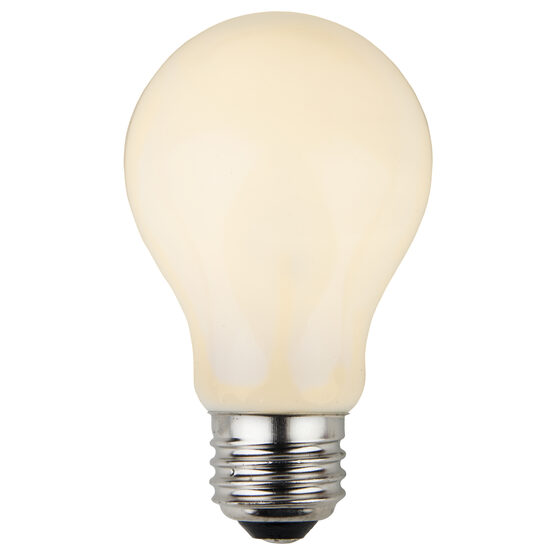 A19 Patio Light Bulbs, White Opaque
