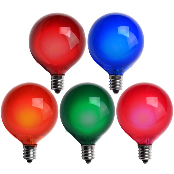 G50 Globe Bulbs, Multicolor Satin, E12 Base