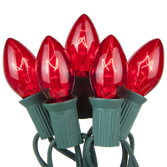 C7 Commercial String Lights, Red Bulbs
