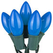 C9 Commercial String Lights, Opaque Blue Bulbs