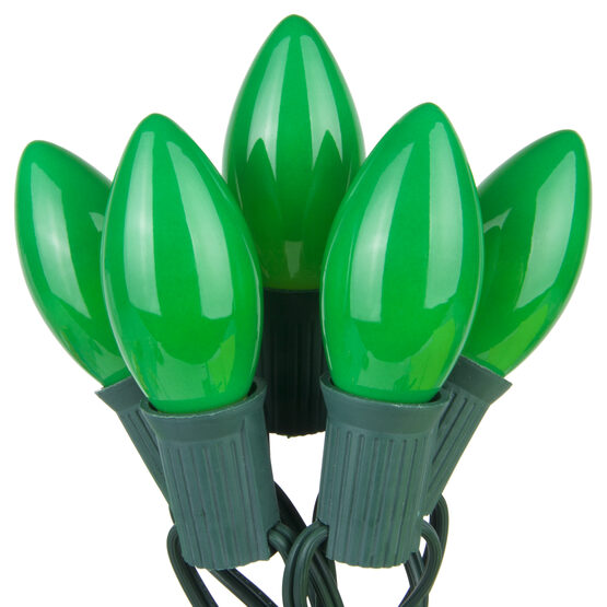 C9 Commercial String Lights, Opaque Green Bulbs