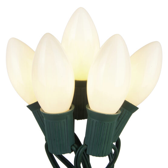 C9 Commercial String Lights, Opaque White Bulbs