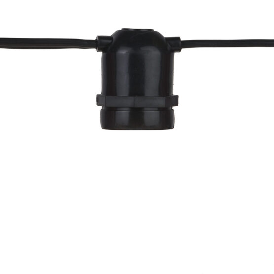 Commercial Patio Light String, E26 Medium Sockets, Black Wire