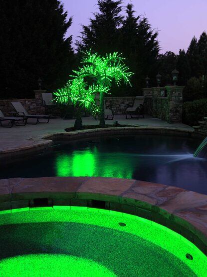 10' Realistic Commercial LED Lighted Palm Tree with Green Canopy