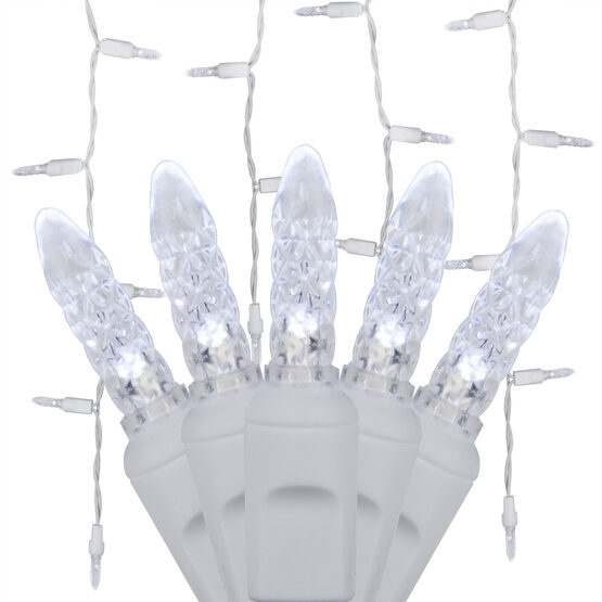 70 M5 LED Icicle Lights, Cool White, White Wire