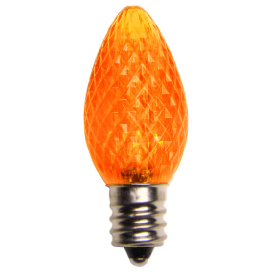 C7 120V Dimmable Amber LED Patio Light Bulbs, Candelabra E12 Base