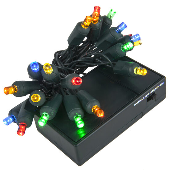 LED Battery Operated Lights, Multicolor 5mm Bulbs, Green Wire
