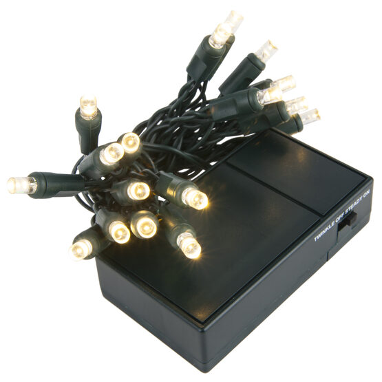 LED Battery Operated Lights, Warm White 5mm Bulbs, Green Wire