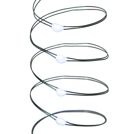 7' LED Fairy Lights, Cool White, Green Wire
