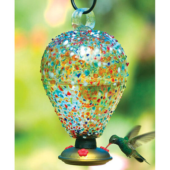 Eighty Days Sprinkles Glass Hummingbird Feeder