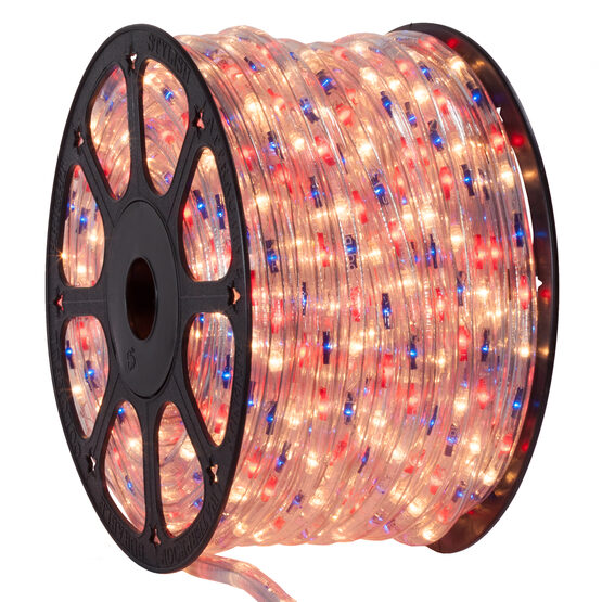 150' Blue, Red, Clear Rope Light, 120 Volt, 1/2"