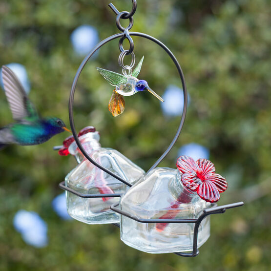 Bouquet 2 Deluxe Glass Hummingbird Feeder - Yard Envy