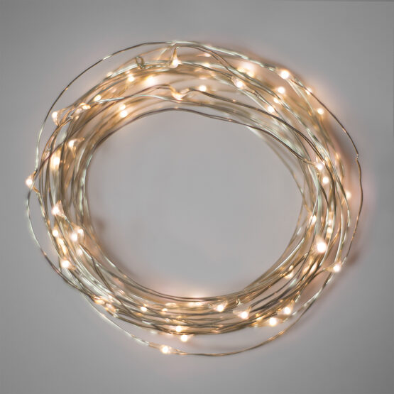 20' LED Fairy Lights, Warm White, Silver Wire