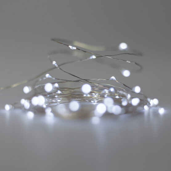 20' LED Fairy Lights, Cool White, Silver Wire