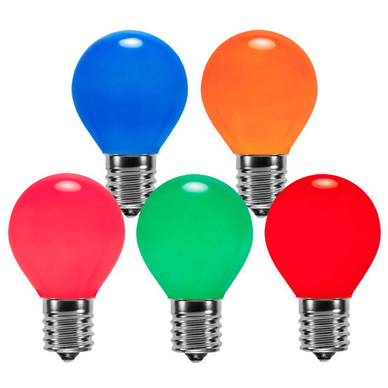 S11 Colored Party Bulbs, Multicolor Opaque