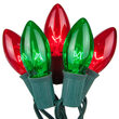 C9 Commercial String Lights, Red, Green, 50'
