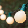 Globe String Lights, Opaque White G50 Bulbs, Green Wire