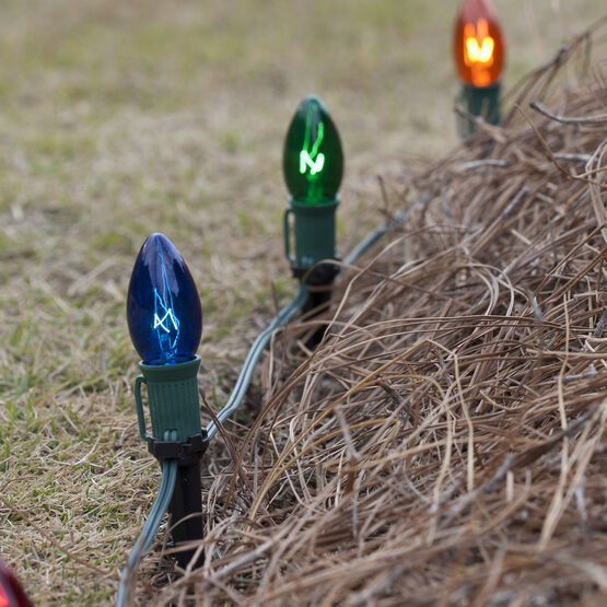 C7 Pathway Lights, Multicolor, 4.5 inch Stakes, 100'