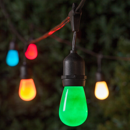 54' Outdoor Patio Light String, 24 Multicolor S14 Bulbs