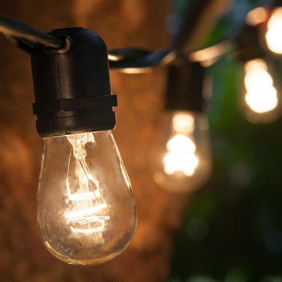 54' Outdoor Patio Light String, 24 Clear S14 Bulbs