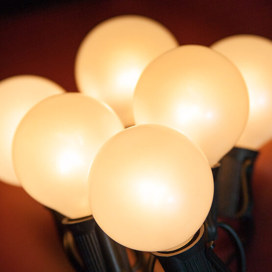 100' Globe String Lights, 50 Pearl White G50 Bulbs