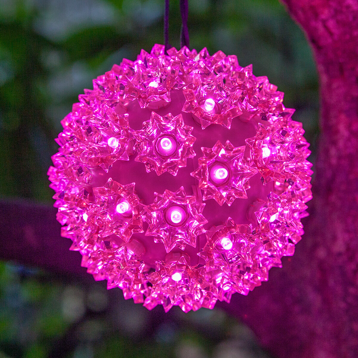 Battery Operated Pink Ball Ornament Light Set, 10 Pink LED Lights