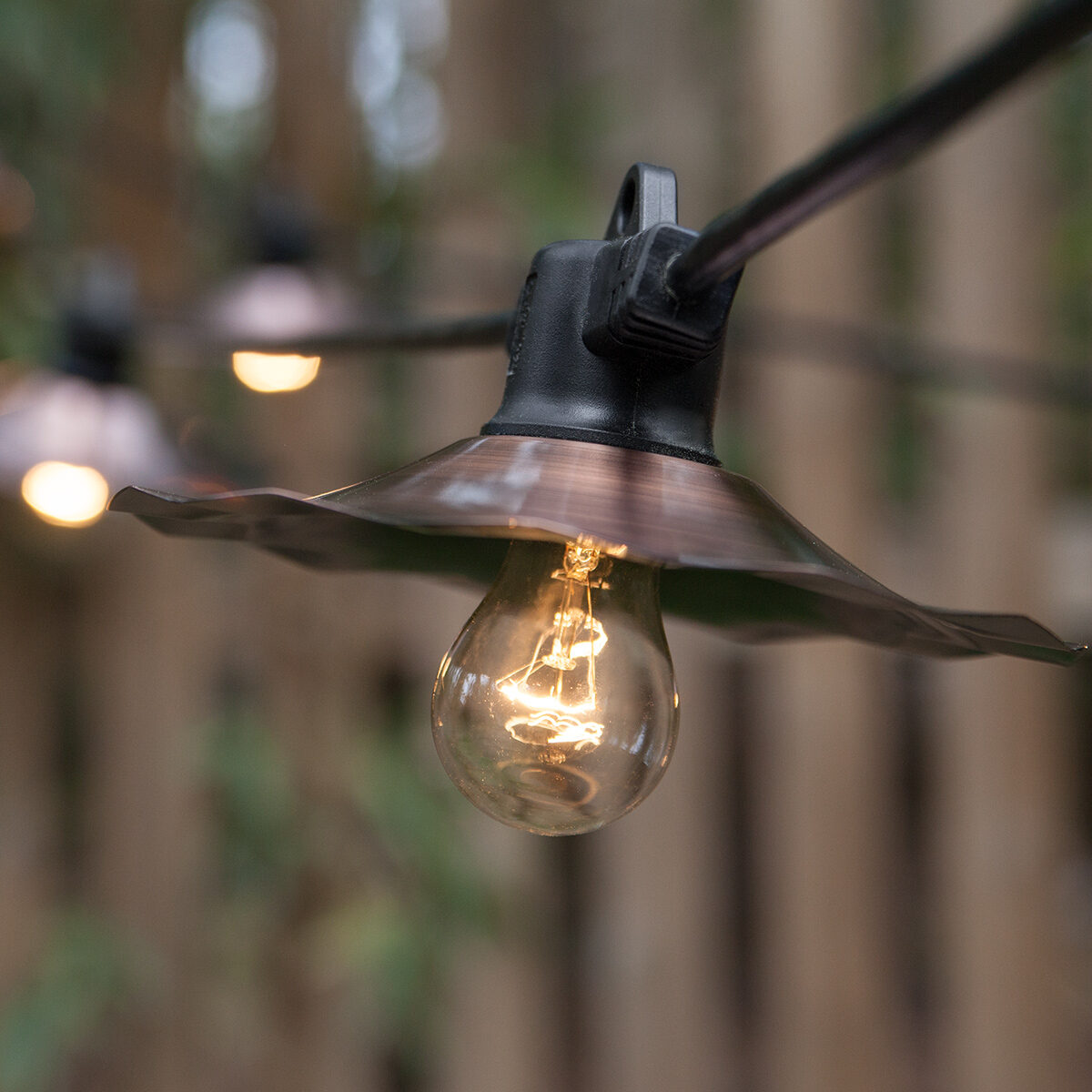 copper shade string lights