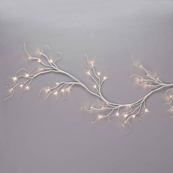 6' Battery Operated White Garland with Warm White LED Lights