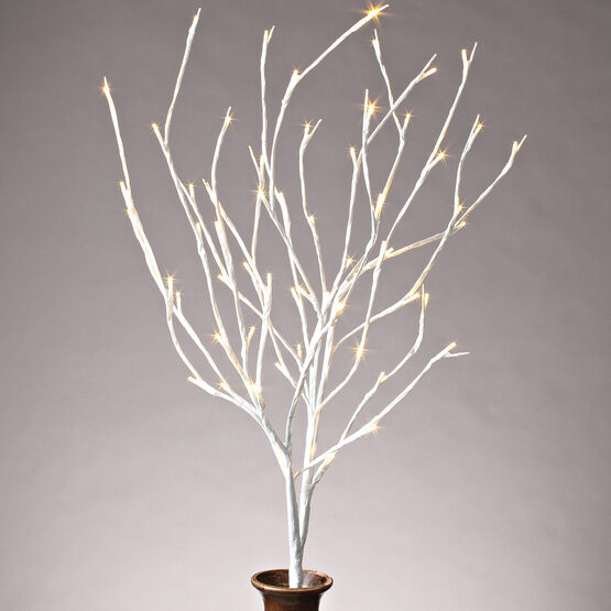 39" White Branches with Warm White LED Lights, 2 pc